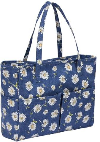 Coopay Borsa tote per lavori a maglia, borsa per lavori a maglia, borsa per uncinetto, borse artigianali per artigianato, cucito, punto croce o ricamo, borsa per artigianato, borsa da viaggio per