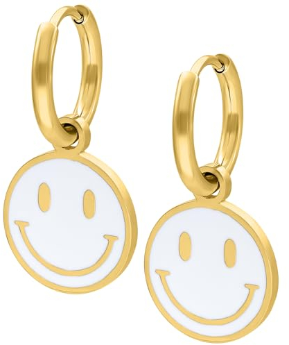 Little White Smiley Hoops Little White Smiley Hoops Gold, onesize