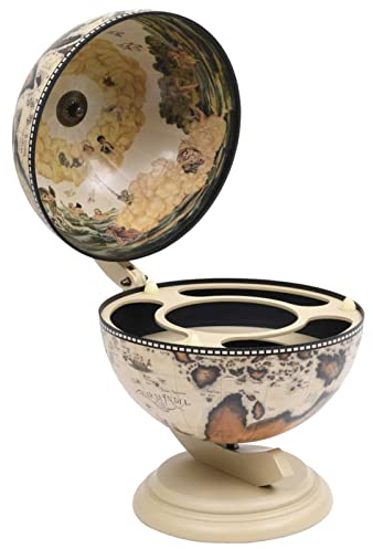 Homgoday Minibar de Table à Globe Support pour Vins en Eucalyptus Blanc, Porte-bouteilles à vin, Cave à vin, Porte-bouteilles de vin, Porte-bouteilles de vin, Meuble à vin