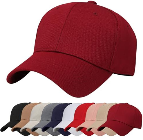 Baynetin Baseball Cap Schlichte Baseballkappe Reine Farbe Baseboard Basecap Unisex Verstellbar Atmungsaktiv Anti-UV Outdoor Reise Sonnenhut Golfkappe (Rotwein)
