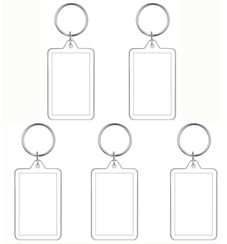 SagaSave Lot de 5 porte-clés vierges avec cadre photo - 7,6 x 5,6 cm - Rectangulaire double face - Pour famille, amis, couples