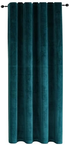 TiborTex Vorhang Kräuselband Petrol 140x175 cm Verdunkelung Samt weich Blickdicht Gardine Universalband Schlafzimmer Wohnzimmer Thermovorhang