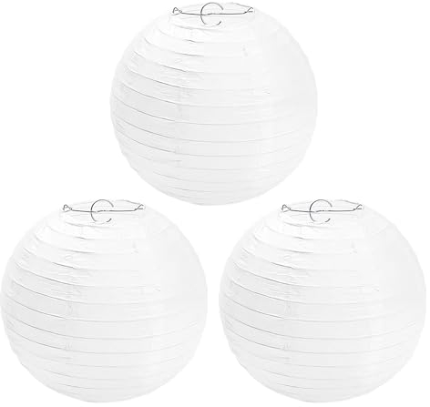3 pantallas de lámpara, farolillos redondos blancos, pantalla de papel, decoración de boda, accesorios de fiesta