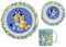 Cartoon Character Dinner Tableware Set 3pcs Plate, Bowl & Mug, BPA Free re-usable Plastic Microwave Safe (Blue)