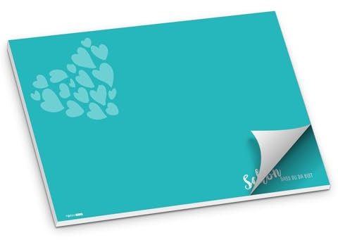 itenga Tischset Platzset Schön DASS du da bist Papier I DIN A3 (59,4cm x 42cm) 50 Blatt I ideal als Gedeckunterlage bei Geburtstagen, Grillpartys, Gartenpartys oder Mottopartys (Aqua türkisblau)