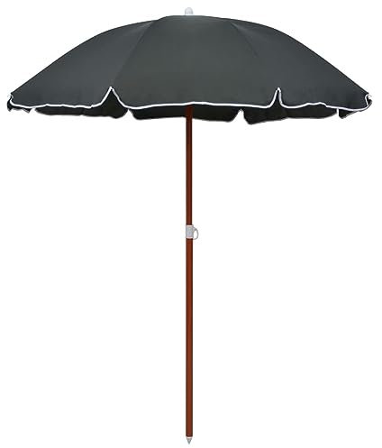 Homgoday Sonnenschirm mit Stahl-Mast 180 cm Anthrazit Rasen, Garten Model47804