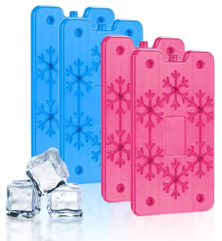 Paquete frío extraplano 4X,Acumuladores de Frío Nevera,Placas de hielo,Bloques Congeladores de Pequeños,Plana Freeze Refrigeración Bloques,para Viajar y Acampar Mantiene Fríos Alimentos y Bebidas