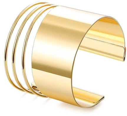 ZENGSING Vergoldete Armspange für Frauen - Gold Chunky Cuff Bangle Boho Armbänder - Coil Open Bangles Geschenke (Gold D)