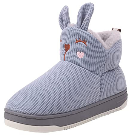 Generico Stivali Polizia Donna Stivaletti da Donna Scarpe da Donna in Cotone Invernale Pantofole in Cotone di Velluto Addensato Cartone Animato Simpatico Coniglio Scarpe Stivali Lavoro (Grey, 37)