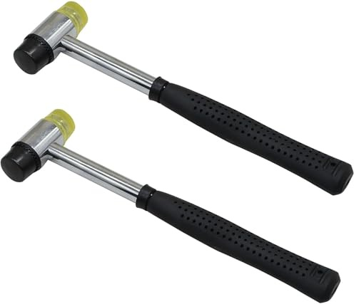 2 Pcs Black Rubber Hammer, 25mm Double Face and Widely Used for Installing Furniture, Floor, Tiles, Watches and Handmade (25mm)