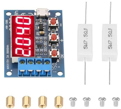 VOANZO Misuratore di capacità della Batteria, analizzatore di scarica della capacità della Batteria 18650 da 1,2 V a 12 V con Display per batterie Ricaricabili al Litio e alcaline