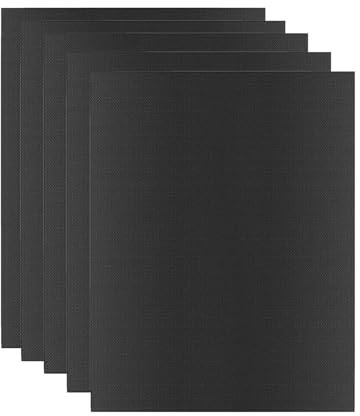 Wenrescry Lot de 5 Tapis Barbecue 40x30cm, Anti-Adhérent en PTFE sans PFOA, Réutilisable et Découpable, Résiste à 260°C, pour Barbecue à Gaz, Charbon, Électrique et Four