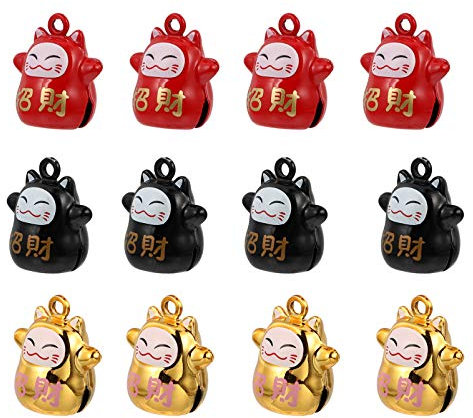 PRETYZOOM 12 Stücke Katze Glocken Katze Kragen Glocke Schmuck Decor Zubehör Rot Schwarz Goldene
