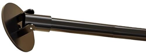 Eck-Wand Gardinenstange, Edelstahl-Stützhalter für Duschvorhangstangen, 180° Schwenkbare Teleskopstange, Abgewinkelte Vorhangstangen, Rutschfeste Kleiderschrankstange(Size:70-95cm,Color:schwarz)