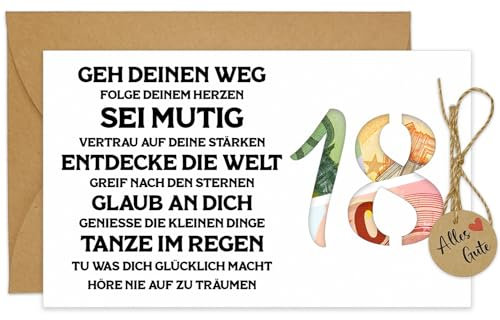 Geschenke zum 18 Geburtstag Madchen Junge, Karte Geldgeschenk 18. Geburtstag mit Sprüchen, Geschenkideen Geburtstagskarte 18 mit Umschlägen