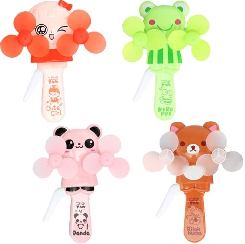 YouYuer Handventilator, 4PCS Kleiner Ventilator,Handventilator für Kinder,Reiseventilator aus Kunststoff Tragbare Kleine Manueller Ventilator für Kinder Reisen Zuhause Camping Büro