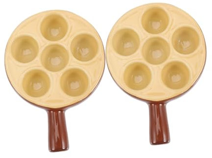 Gatuida Assiettes à Escargots En Céramique 4,5 Pouces 6 Compartiments Avec Poignée Ergonomique Plat Résistant Au Four Micro-ondes Et Lave-vaisselle Pour Fruits De Mer Lot De 2
