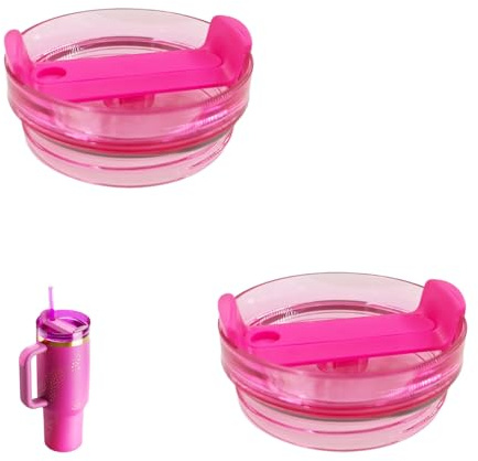 40 OZ Tumbler Lids for Stanley Cup, 2 Pack Replacement Lids Fit for Stanley Adventure Quencher,Replacement Spill Proof Splash Resistant Tumbler Lids, Reusable Tumbler Cover for Stanley (Clear Rose)
