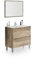 duehome | Mueble de Baño con 2 Cajones y Espejo, Modelo Thai, Acabado en Nordik, Medidas: 80 cm (Ancho) x 80 cm (Alto) x 45 cm (Fondo)