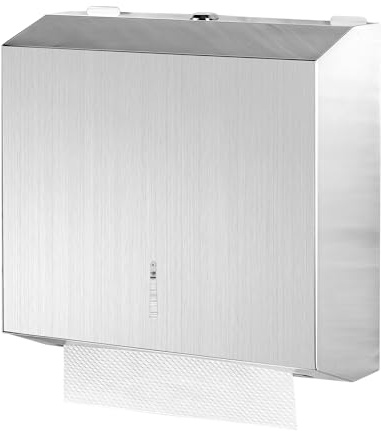 Papierhandtuchspender, Handtuchspender für Papierhandtücher Wandmontage Edelstahl Papiertuchspender mit Schloss Papierhandtücher Spender Großes Fassungsvermögen für Bad Küche und öffentliche Orte