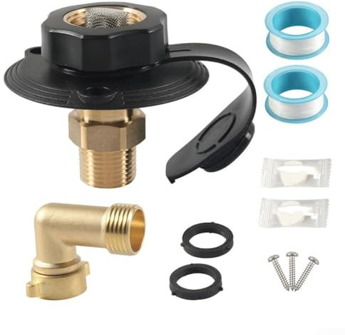 Efficient Brass Water Inlet Valve and Adapter for Drinking Water Safety (Black)