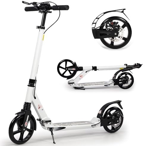 Tretroller, Kickscooter für Kinder ab 8–12 Jahren, 200 mm große Räder, Roller für Erwachsene mit Scheibenbremsen, Erwachsenenroller mit Tragegurt und doppelter Stoßdämpfung, Faltbar