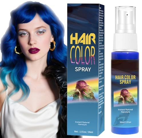 Temporary Hair Colour Spray - Blue Hair Spray Colour - Washable Hair Dye spray Temporary Hair Colour - Instant Styling temporary Hair Dye for Cosplay, Prom, Party, 30ml