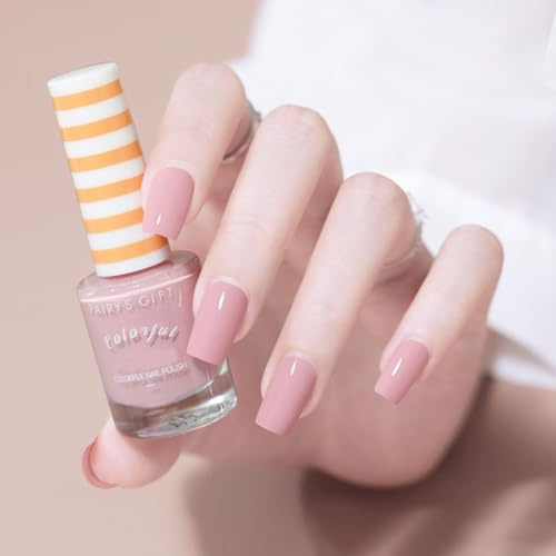 Crystal Rose Nail Polish,Quick Drying Nail Varnish,Coral Candy Floss High Glossy Neutral Coral Nail polish,Long Lasting Breathable Nails Varnish For Women Girl Manicure DIY,No Need Lamp Cure