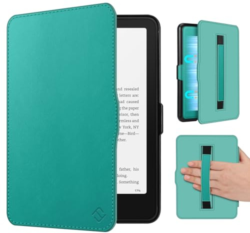 FINTIE Case for 7 Kindle Paperwhite 12th Gen 2024 & Kindle Colorsoft | Built-in Hand Strap, Lightweight Slim Hard Back Shell Cover, Auto Wake/Sleep, for Kindle Paperwhite 2024, Jade