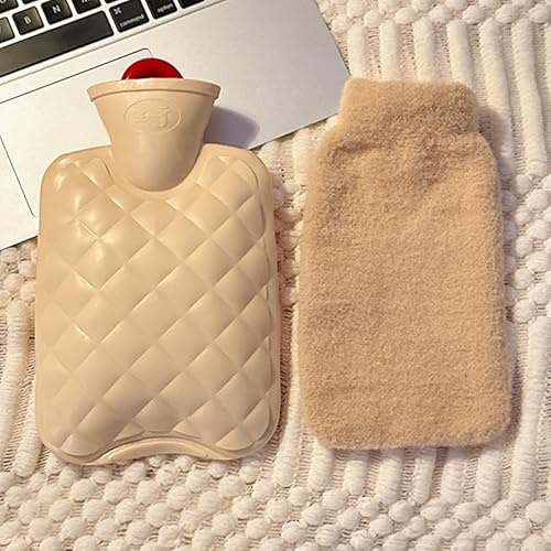 Xiyocadt Winter-Essentials: Plüsch-Silikon-Wärmflasche Erhältlich in 4 Farben & 3 Größen Wärmt Ihre Hände Der Ultimative Begleiter Für Frauen Während Der Menstruation (Weiß,800ml)