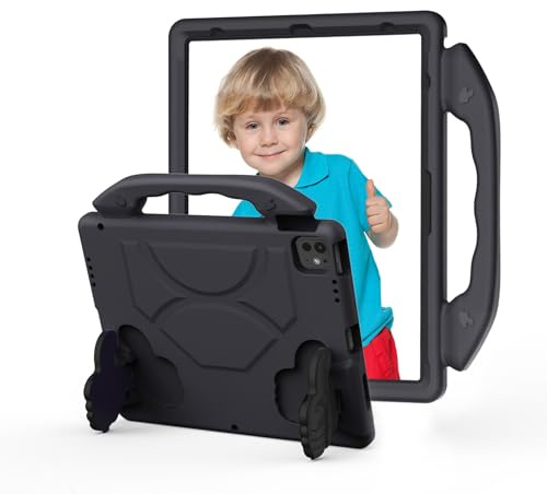 XNCVBD Compatible with iPad Pro 13 inch Case M5 2025/ M4 2024 for Lightweight EVA Shockproof Protective Handle Stand Cover Kid Friendly(Svart)
