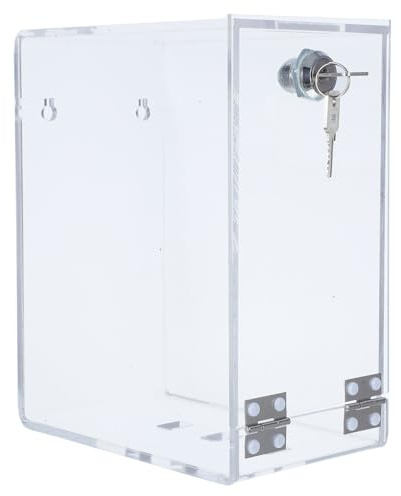 HORIALENCE Lockable Acrylic Cell Phone Storage Box, Clear Single-Compartment Bin with Keyed Cam Lock, Holds up to 10 Phones for Office, Classroom, Meeting