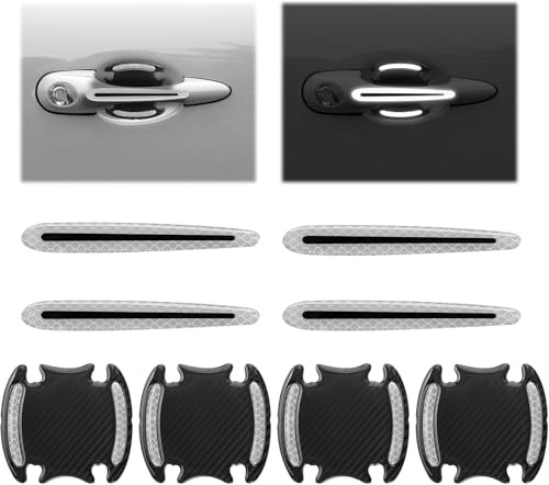 QIZUN 8 PCS Car Door Handle Protectors for Ford Puma St Puma St Line X Puma Titanium, Auto Door Handle Carbon Fiber Scratch Protection Cover Car Door Guard Film Cup Handle