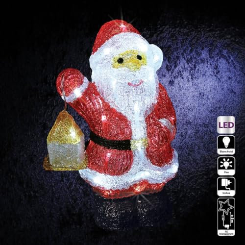 Feeric Lights et Christmas - Père noël avec Lanterne Lumineux extérieur h30cm 40 LED + transfo