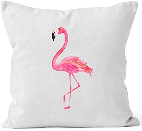 Autiga Kissenbezug Flamingo Kissen-Hülle Deko-Kissen 40x40 Baumwolle weiß Pullover