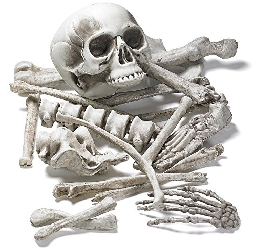 Prextex Halloween 18-Teiliger Sack Mit Skelettknochen und Schädel - Gruselige Friedhofsatmosphäre für Tolle Deko - Indoor Outdoor Dekoration für Garten und Haustür
