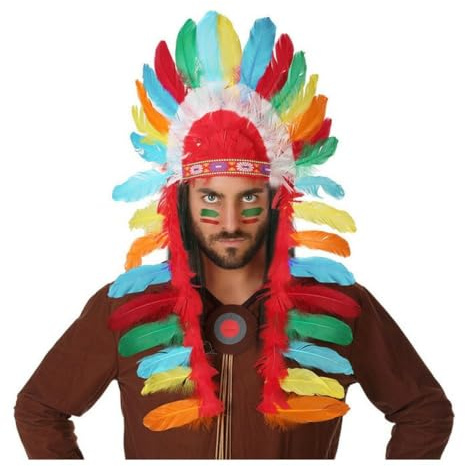 ATOSA toca pluma jefe indio multicolor 29x90cm