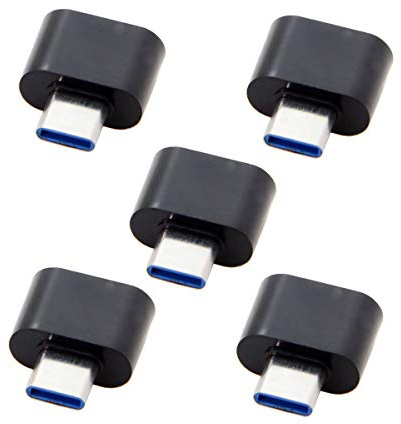Cablecc 5pcs Type-C USB-C to USB 2.0 OTG Adapter for Cell Phone Tablet & USB Cable & Flash Disk & Mouse & Laptop (Black)
