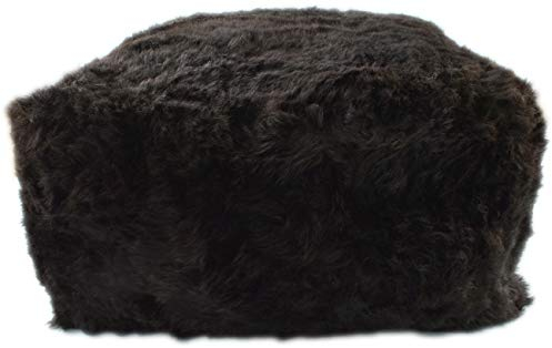 generisch Lammfell Hocker Ottomane Fußhocker Pouf aus echtem Island Lammfell schwarz Natur 60 x 60 x 30 cm aus echten Island Öko Lammfellen mit Schaumperlen Füllung