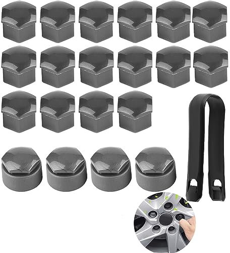 Wheel Nut Rim Cover,20pcs 17mm Nut Car Wheel nut bolt covers Auto Hub Screw Anti-theft caps Cover Cap (Gray)