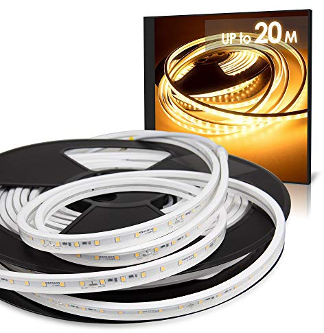 Mextronic led strip 20M LED Strip RIVO Warmweiß (2700K) CRI92 192W 20 Meter 24V IP65