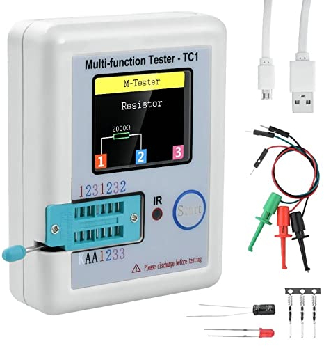 Transistor Tester Multifunktionale APKLVSR LCR-TC1 TFT Backlight Transistor, LCR ESR Pocketable Farbige Grafikanzeige für Diode Triode Kondensator Widerstand Transistor, 1.8 Zoll