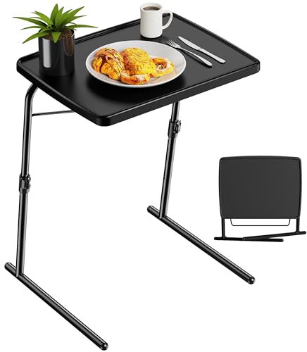 Max TV Tray Table, Allpop Adjustable Large TV Tray for Eating, Folding Dinner Laptop Table on Couch & Bed with 6 Heights & 3 Tilt Angles, Black