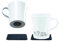 silwy® Tasses magnétiques en porcelaine CAMPING, nano gel pads métalliques BLACK inclus/set de 2