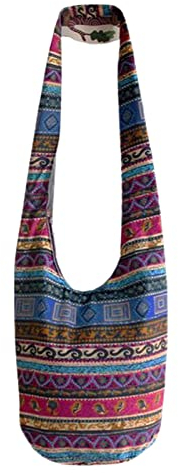 SunniMix Leinen Bags Geldbörsen Crossbody Umhängetasche Reißverschluss Hippie Tote Tourist Handtasche Hipster Bucket Bag für, Mehrfarbig
