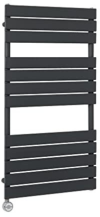 Milano Lustro 800W Anthracite Flat Panel Electric Heated Towel Rail Thermostatic - 1200mm x 600mm