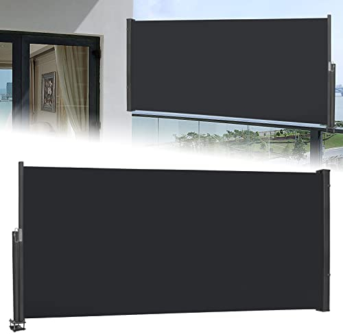 HENGMEI 140x300cm Seitenmarkise Ausziehbar Markisen Sonnenschutz Balkon Sichtschutz für Balkon Terrasse Garten Aussen, Anthrazit