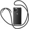 Handyband für iPhone 14 Pro Hülle mit Band, Transparent Silikon Handyhülle mit Kette zum Umhängen Schutzhülle, Schwarz