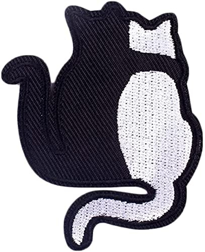 ulricar Black White Cat Embroidery Patch Cute Animal Cats Embroidery Clothes Patch Iron On or Sew On Patch Punk Motif Applique Accessory for Clothes Bag Jacket DIY Applique