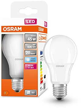Osram Lamps Star+ LED-Lampe mit Niedervolt für E27-Sockel, matte Optik, Kaltweiß (4000K), 600 Lumen, Ersatz herkömmliche 45W-Leuchtmittel, nicht dimmbar, 1-er Pack, 4058075757608